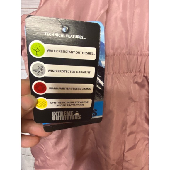 NEW IXTREME OUTFITTERS Snow Bib Girls 12M Pink Water & Wind Resistant Fleece - Picture 6 of 7